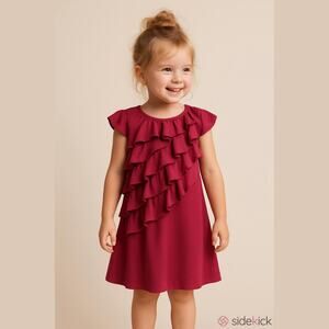 Ralph Lauren Girls Dress Size 4 4T Ruffle Sleeve Stretchy Hot‎ Pink Fuchsia